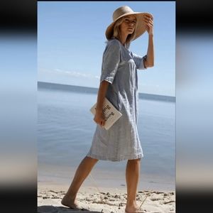 Sauths M Light Blue Kyoto Linen Dress With Pockets Lagenlook Flowy Timeless